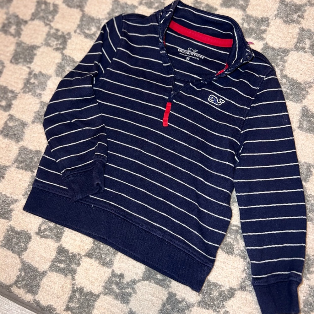 Vineyard Vines Navy and White Striped Pullover